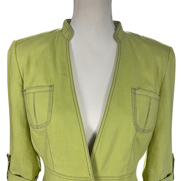 Signature by Larry Levine Jacket Women Size 8 Key Lime Green Pockets Office-wear - Picture 5 of 10